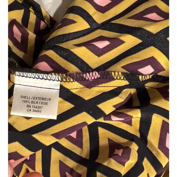 Milly of New York Gold Diamond Geometric 100% Silk Blouse Size 0 - Picture 5 of 5